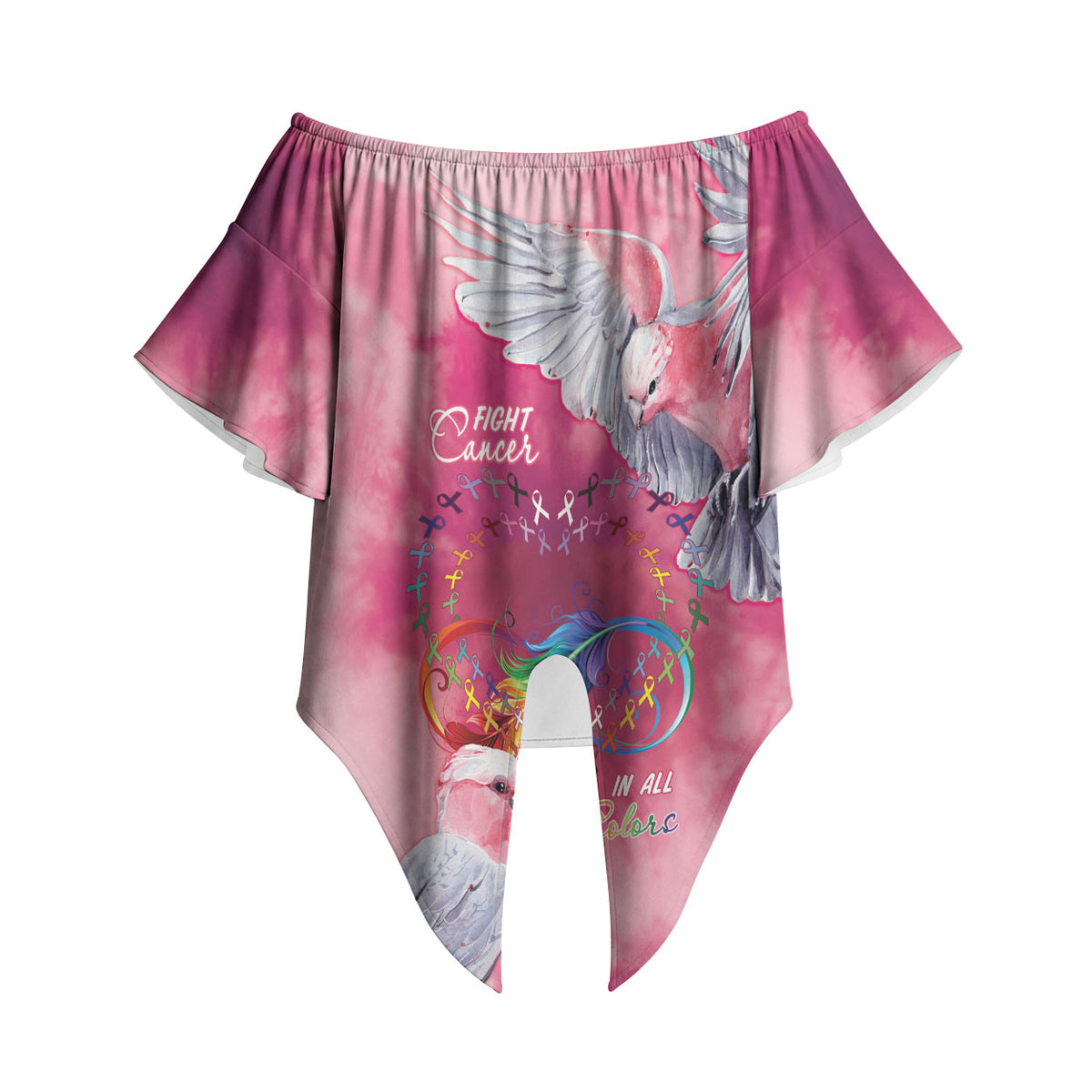 Australia Fight Cancer In All Colors Off Shoulder Wrap Waist Top Galah Pink Tie Dye