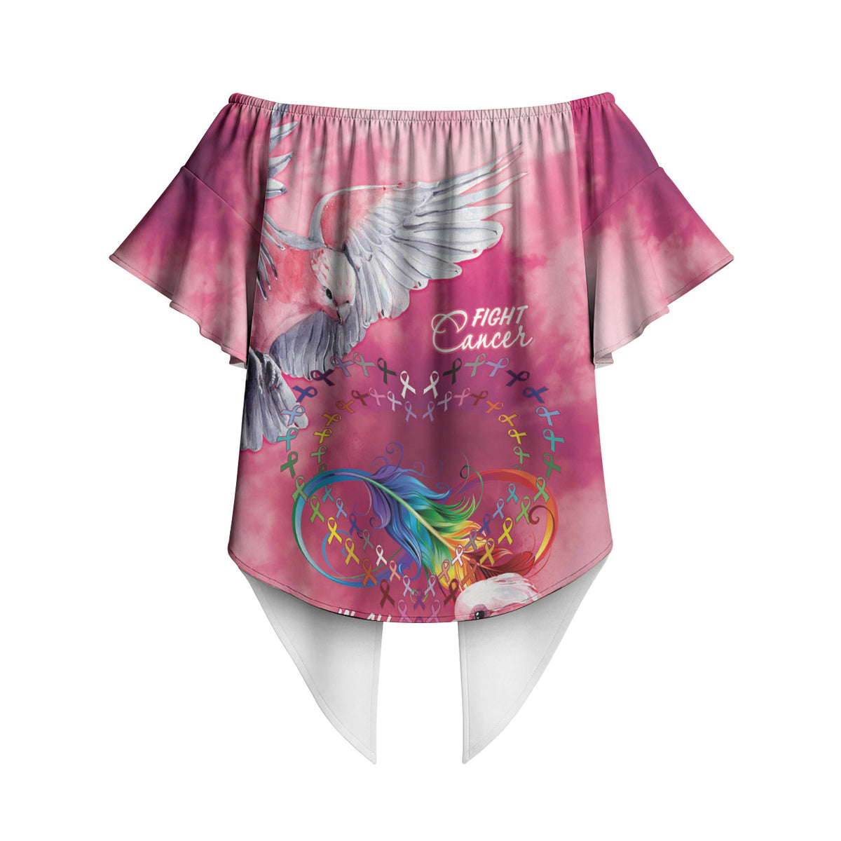 Australia Fight Cancer In All Colors Off Shoulder Wrap Waist Top Galah Pink Tie Dye