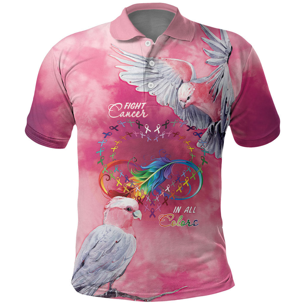 Australia Fight Cancer In All Colors Polo Shirt Galah Pink Tie Dye