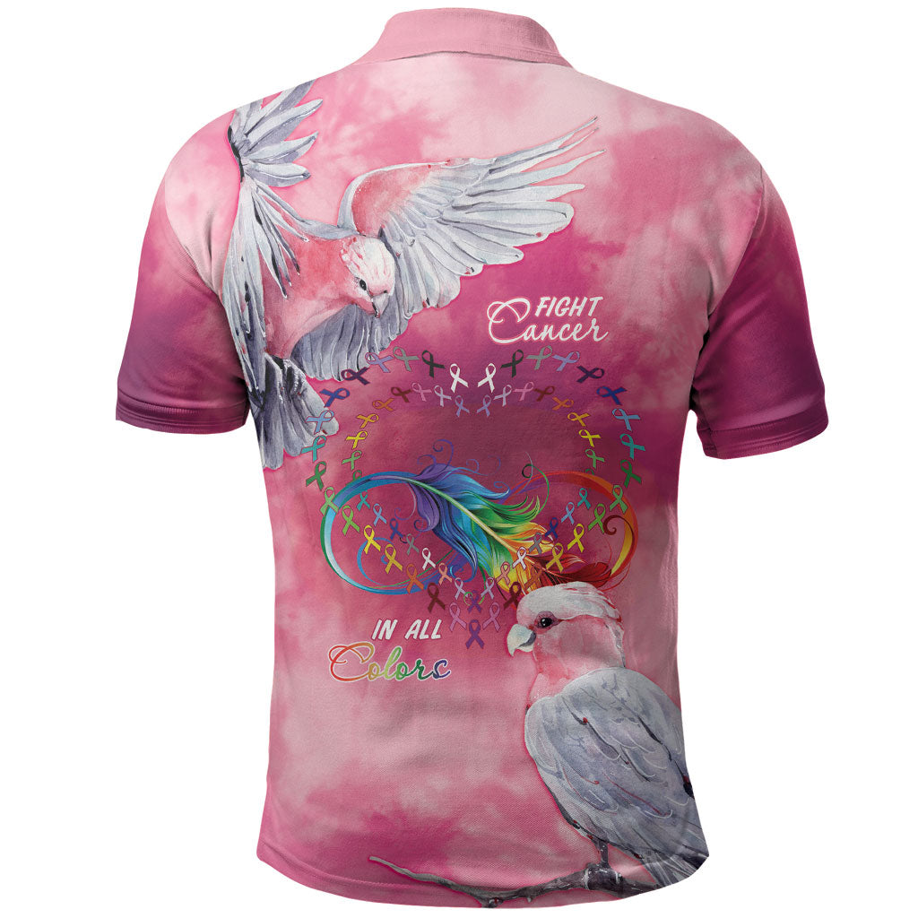Australia Fight Cancer In All Colors Polo Shirt Galah Pink Tie Dye