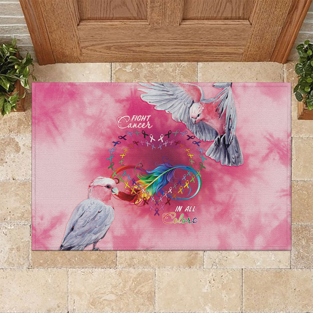 Australia Fight Cancer In All Colors Rubber Doormat Galah Pink Tie Dye