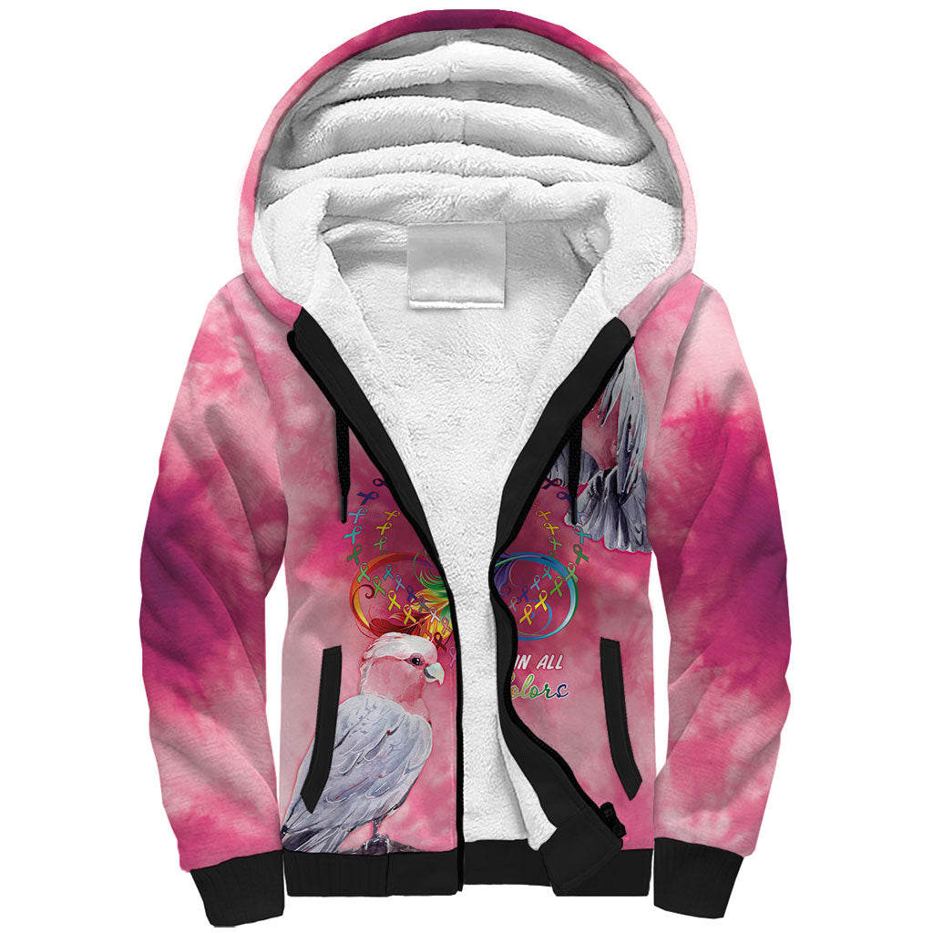 Australia Fight Cancer In All Colors Sherpa Hoodie Galah Pink Tie Dye