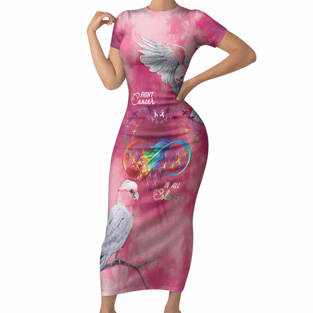 Australia Fight Cancer In All Colors Short Sleeve Bodycon Dress Galah Pink Tie Dye