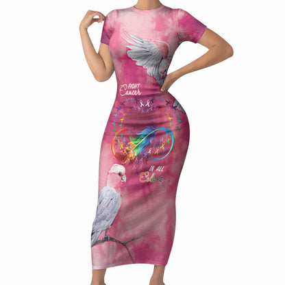 Australia Fight Cancer In All Colors Short Sleeve Bodycon Dress Galah Pink Tie Dye