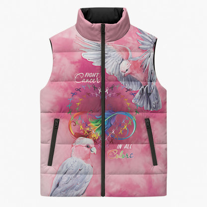 Australia Fight Cancer In All Colors Sleeveless Puffer Jacket Galah Pink Tie Dye