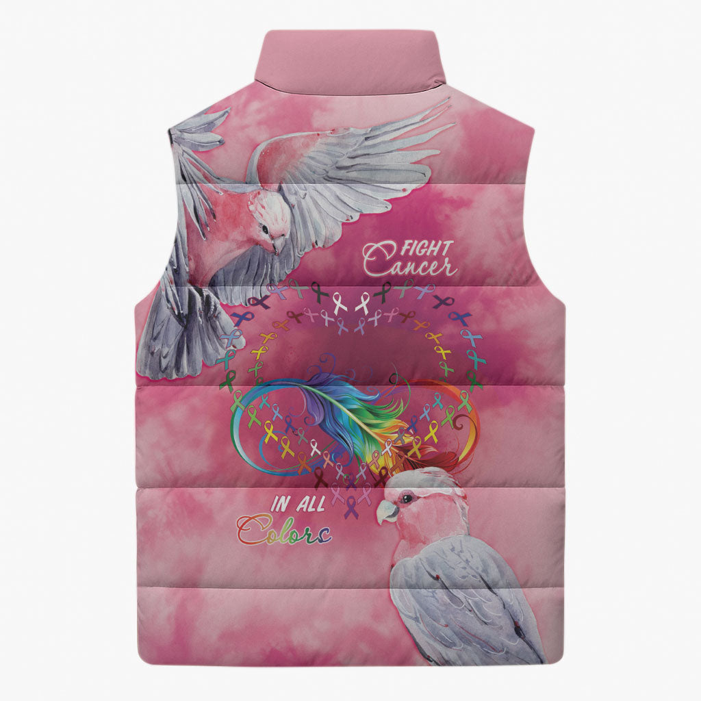 Australia Fight Cancer In All Colors Sleeveless Puffer Jacket Galah Pink Tie Dye