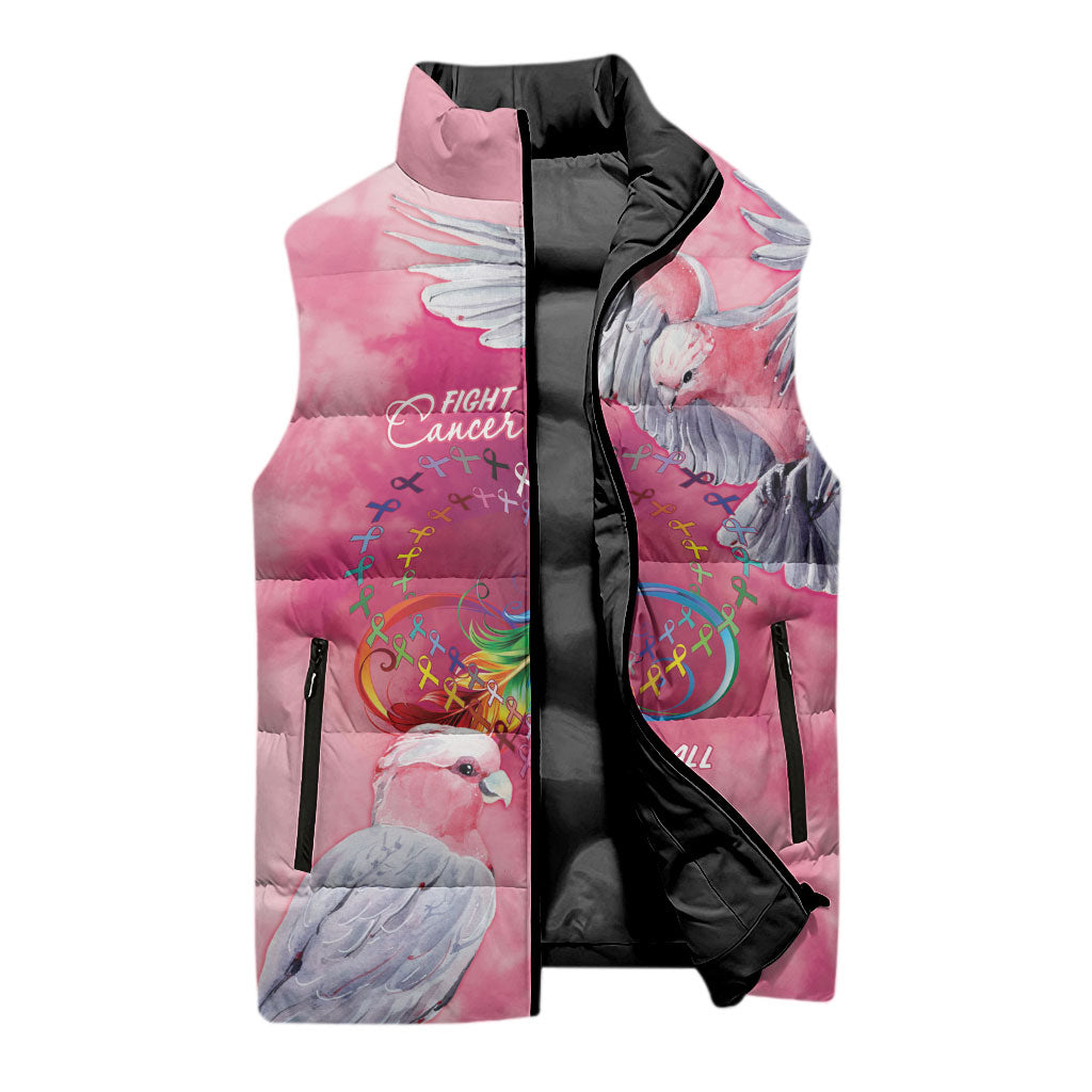 Australia Fight Cancer In All Colors Sleeveless Puffer Jacket Galah Pink Tie Dye