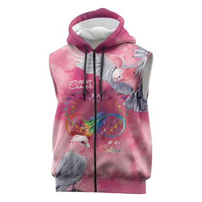 Australia Fight Cancer In All Colors Sleeveless Zip Hoodie Galah Pink Tie Dye