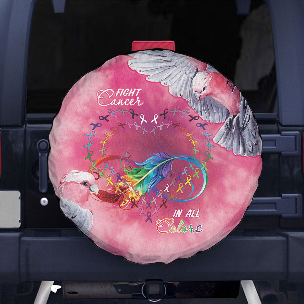 Australia Fight Cancer In All Colors Spare Tire Cover Galah Pink Tie Dye