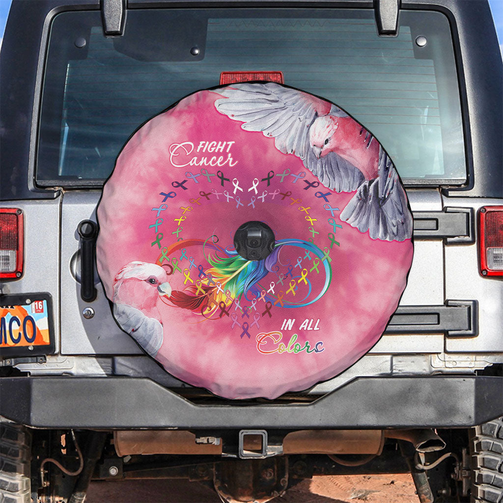 Australia Fight Cancer In All Colors Spare Tire Cover Galah Pink Tie Dye