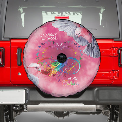 Australia Fight Cancer In All Colors Spare Tire Cover Galah Pink Tie Dye