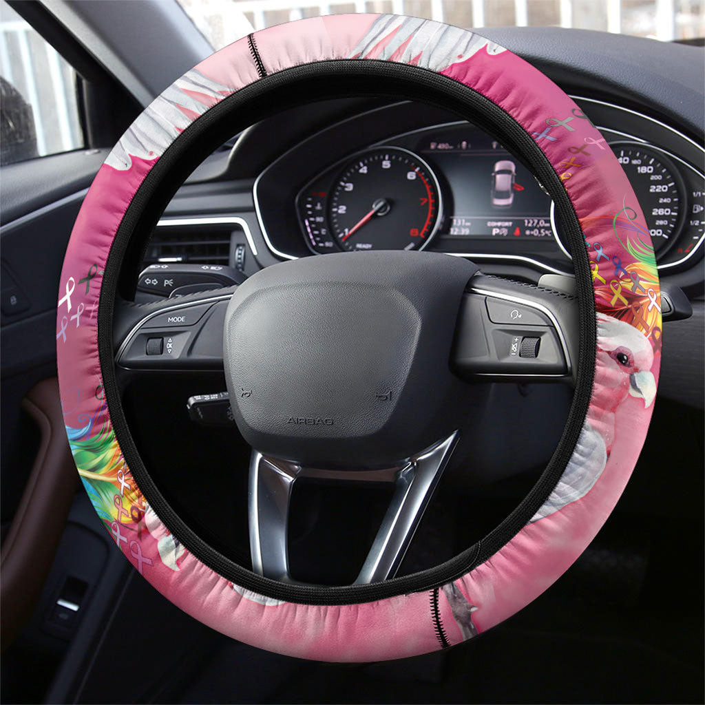 Australia Fight Cancer In All Colors Steering Wheel Cover Galah Pink Tie Dye