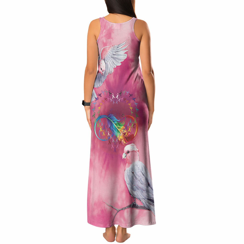 Australia Fight Cancer In All Colors Tank Maxi Dress Galah Pink Tie Dye