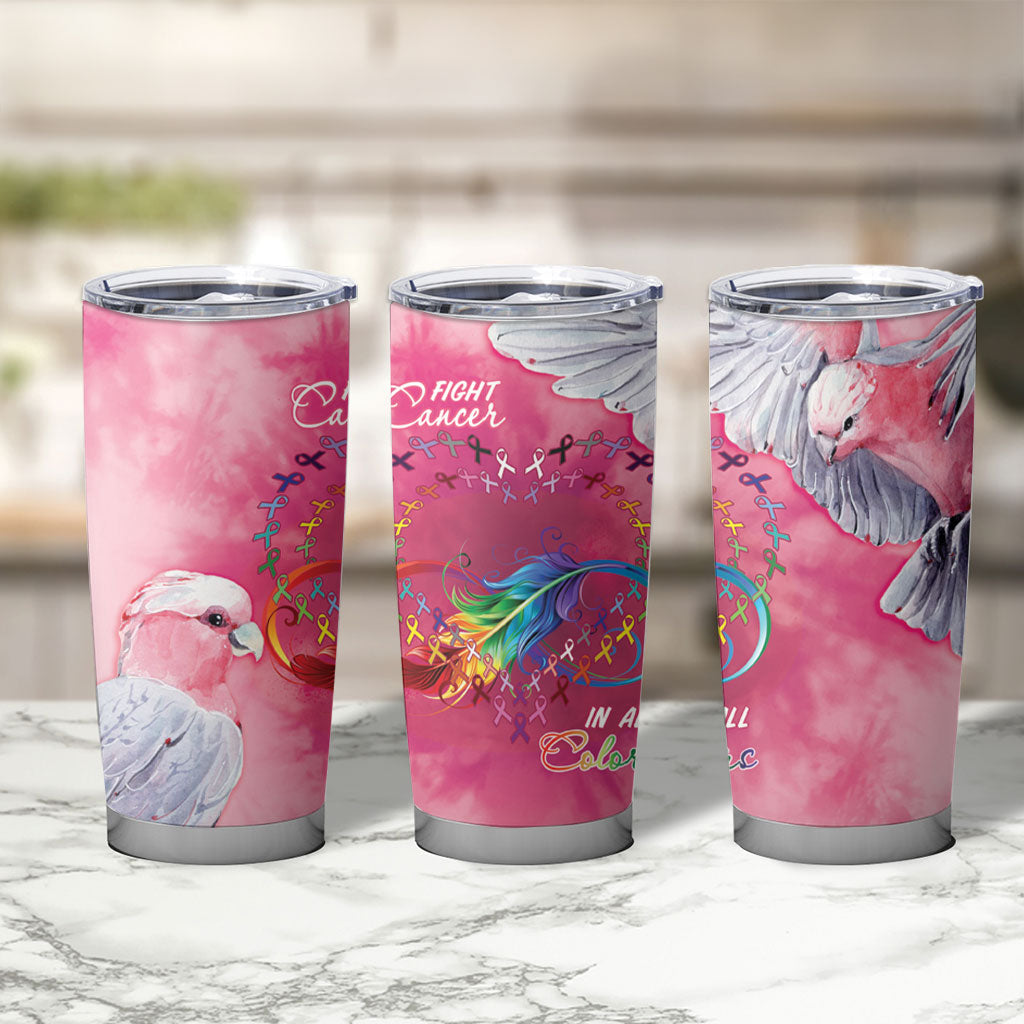 Australia Fight Cancer In All Colors Tumbler Cup Galah Pink Tie Dye
