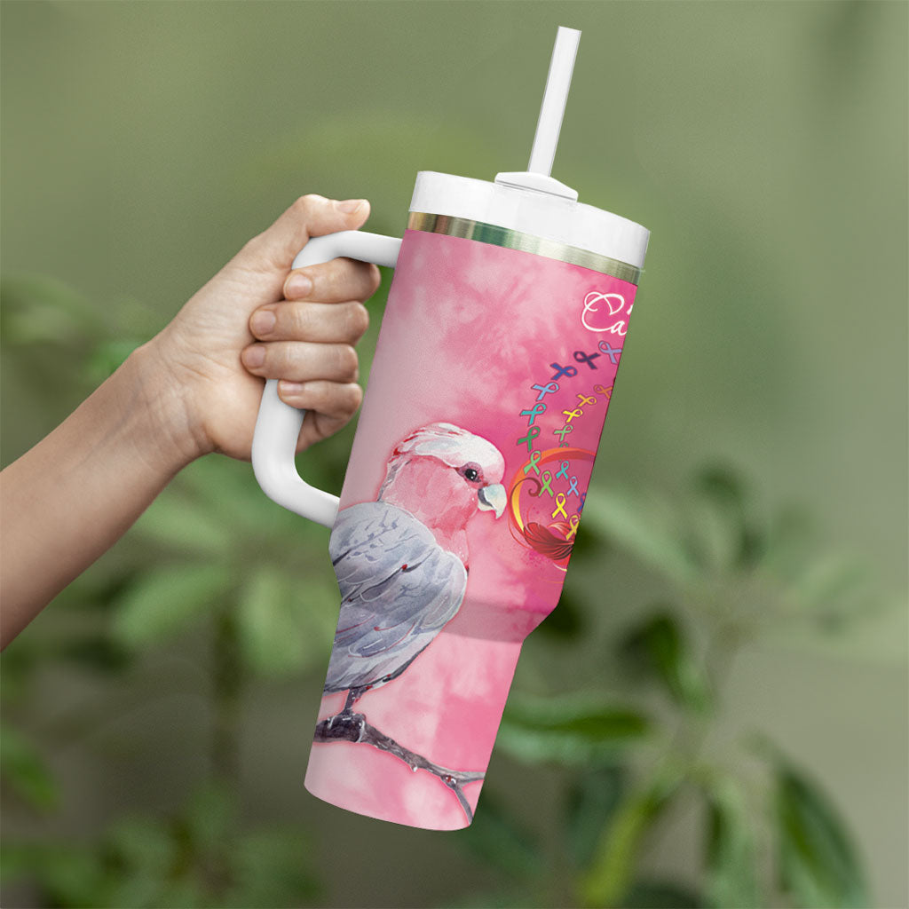 Australia Fight Cancer In All Colors Tumbler With Handle Galah Pink Tie Dye