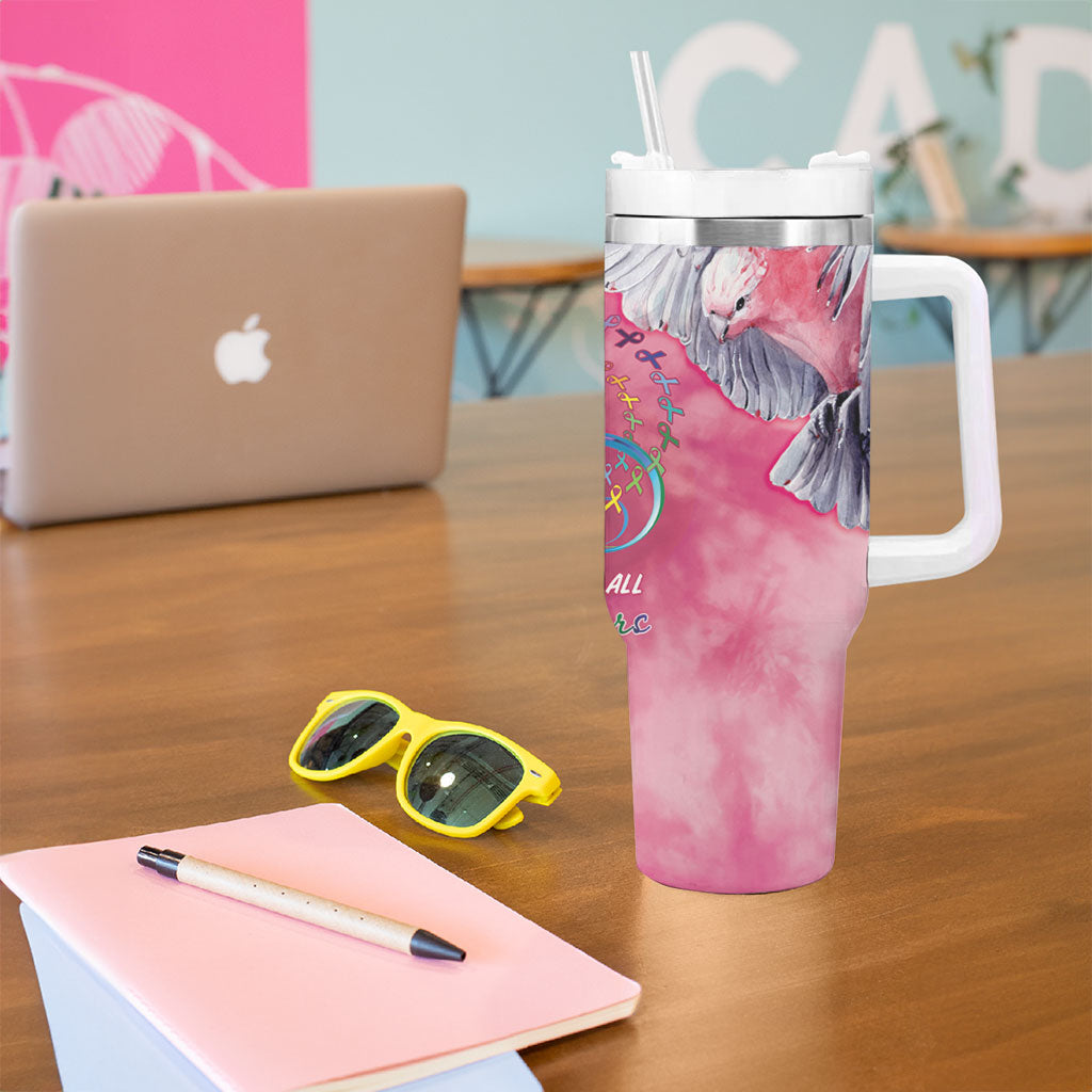Australia Fight Cancer In All Colors Tumbler With Handle Galah Pink Tie Dye