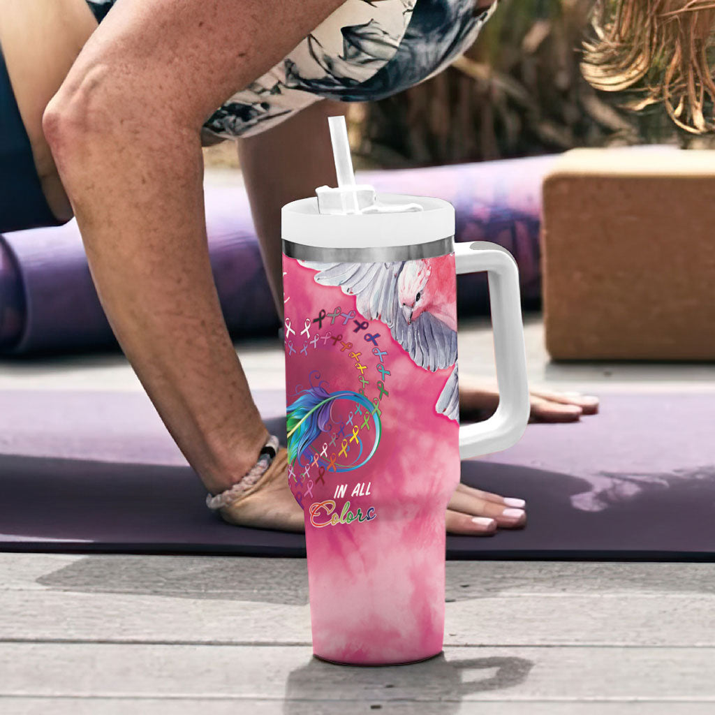 Australia Fight Cancer In All Colors Tumbler With Handle Galah Pink Tie Dye