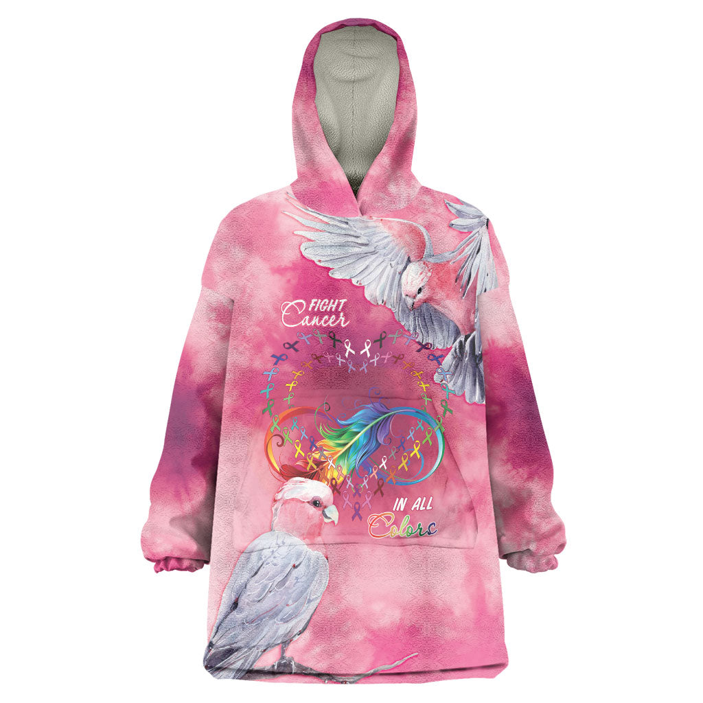 Australia Fight Cancer In All Colors Wearable Blanket Hoodie Galah Pink Tie Dye