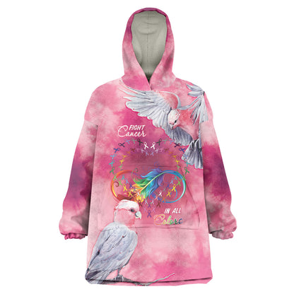 Australia Fight Cancer In All Colors Wearable Blanket Hoodie Galah Pink Tie Dye