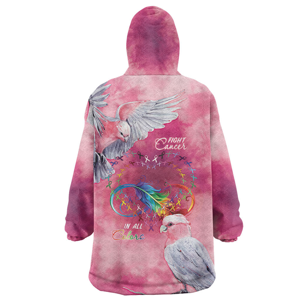 Australia Fight Cancer In All Colors Wearable Blanket Hoodie Galah Pink Tie Dye