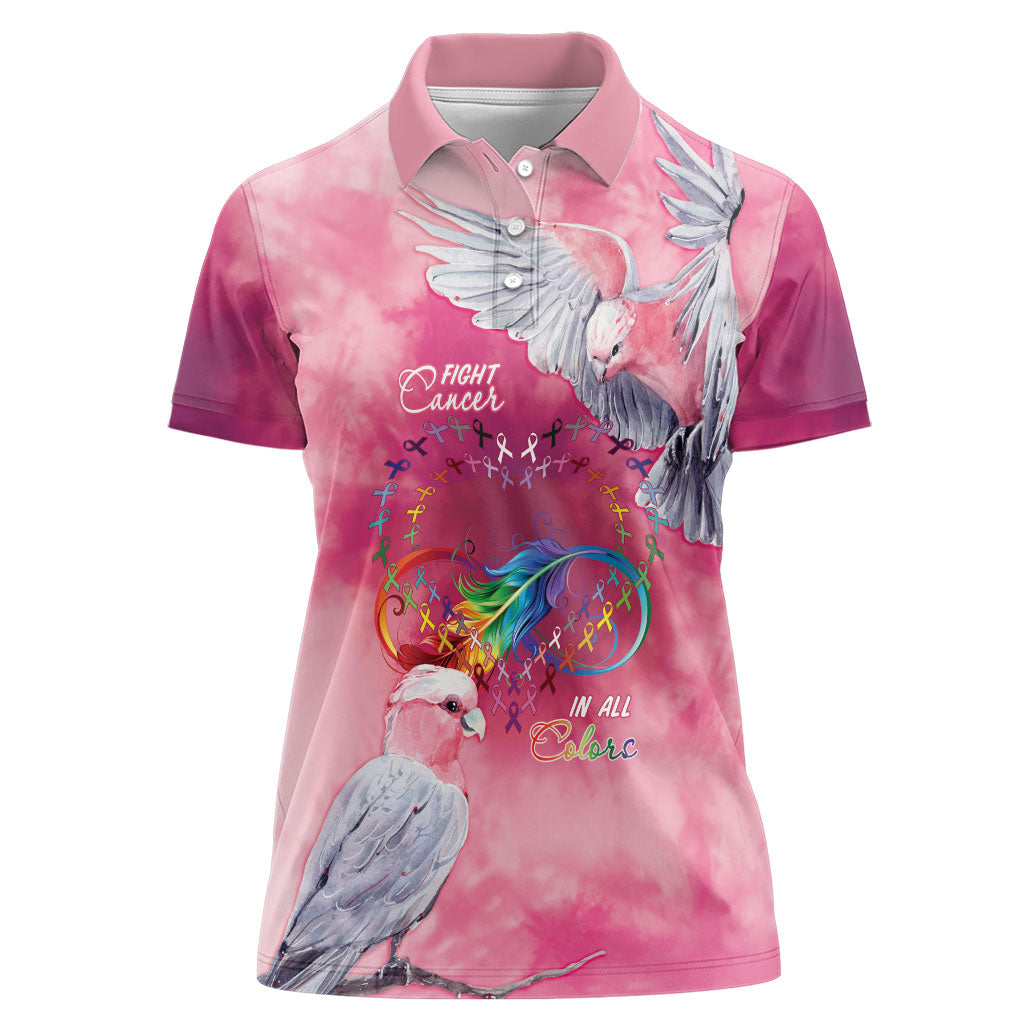 Australia Fight Cancer In All Colors Women Polo Shirt Galah Pink Tie Dye