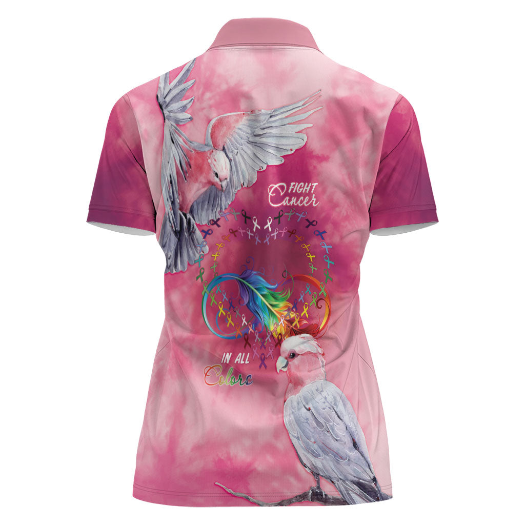 Australia Fight Cancer In All Colors Women Polo Shirt Galah Pink Tie Dye