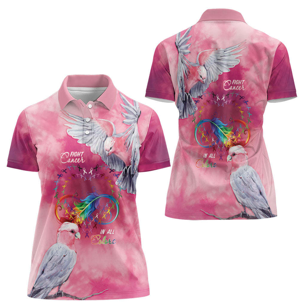 Australia Fight Cancer In All Colors Women Polo Shirt Galah Pink Tie Dye