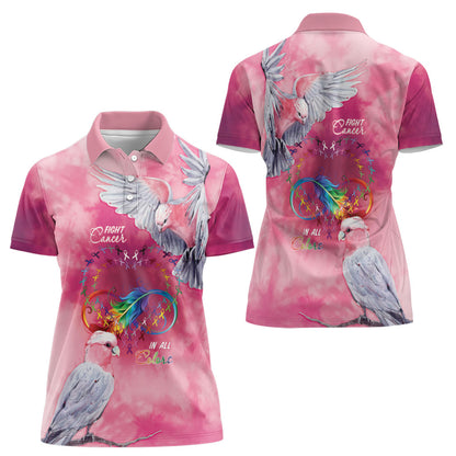 Australia Fight Cancer In All Colors Women Polo Shirt Galah Pink Tie Dye