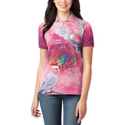 Australia Fight Cancer In All Colors Women Polo Shirt Galah Pink Tie Dye