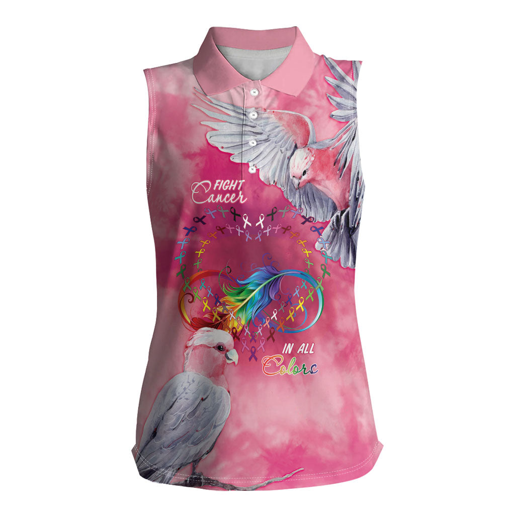 Australia Fight Cancer In All Colors Women Sleeveless Polo Shirt Galah Pink Tie Dye