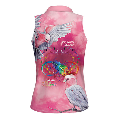 Australia Fight Cancer In All Colors Women Sleeveless Polo Shirt Galah Pink Tie Dye