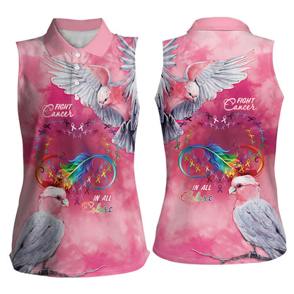 Australia Fight Cancer In All Colors Women Sleeveless Polo Shirt Galah Pink Tie Dye