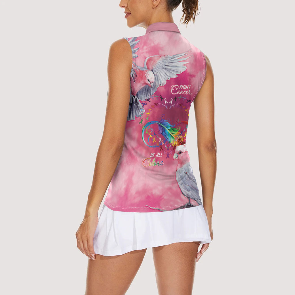 Australia Fight Cancer In All Colors Women Sleeveless Polo Shirt Galah Pink Tie Dye