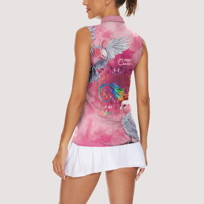 Australia Fight Cancer In All Colors Women Sleeveless Polo Shirt Galah Pink Tie Dye