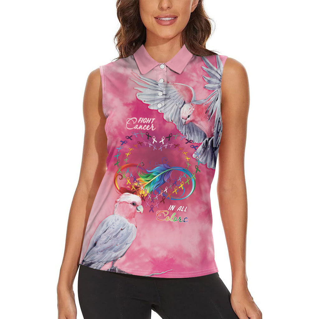 Australia Fight Cancer In All Colors Women Sleeveless Polo Shirt Galah Pink Tie Dye