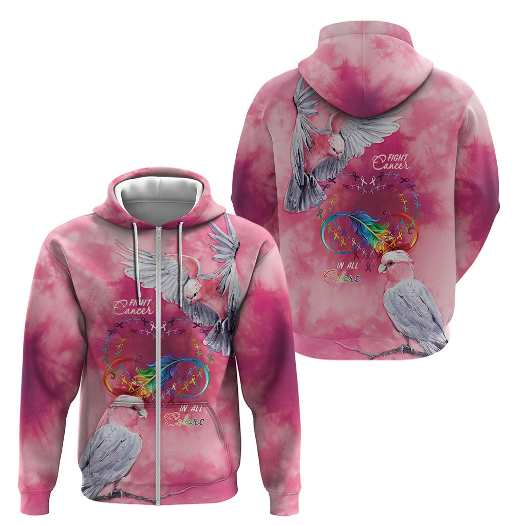 Australia Fight Cancer In All Colors Zip Hoodie Galah Pink Tie Dye