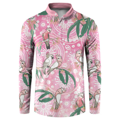 Australia Galah Aboriginal Button Sweatshirt Breast Cancer Month