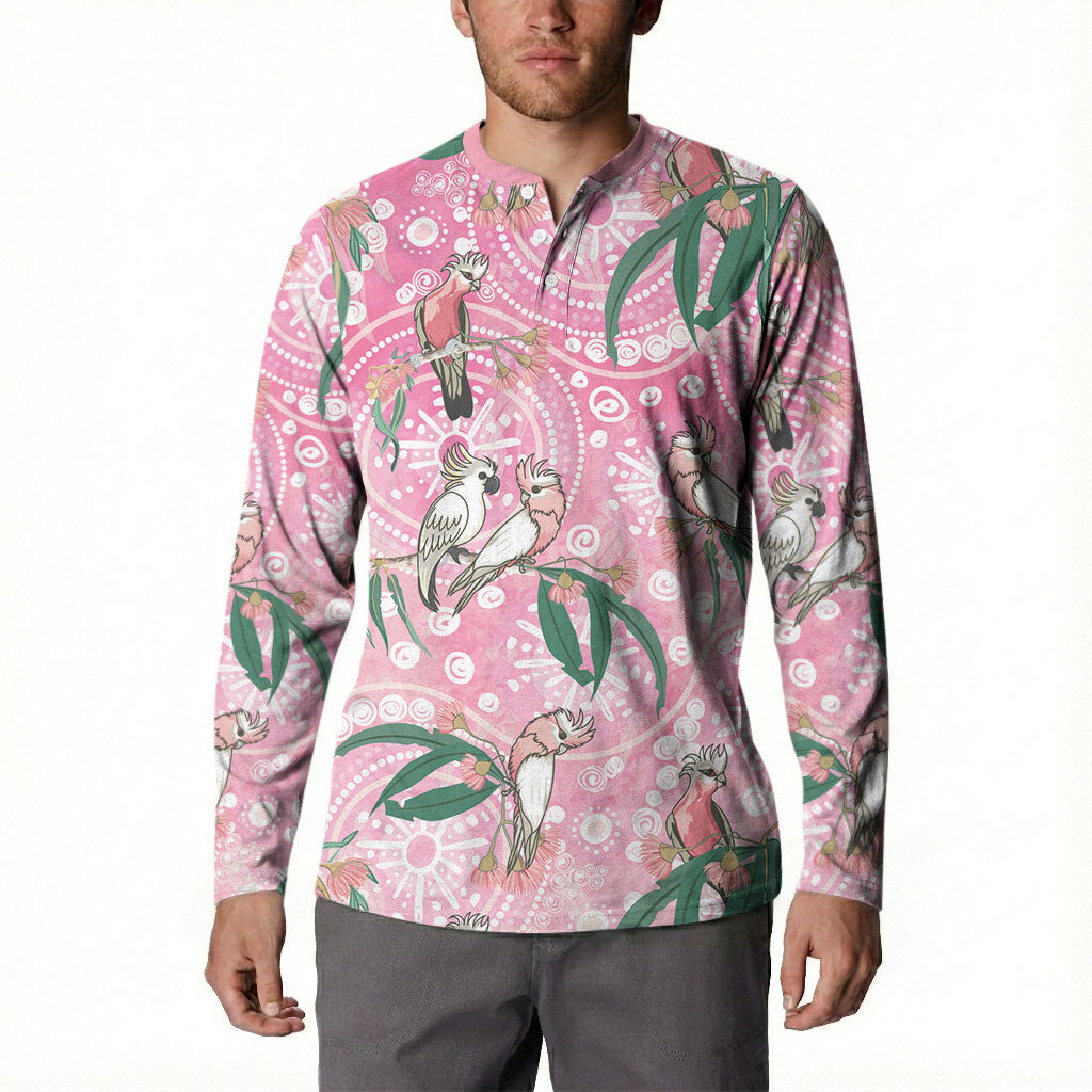 Australia Galah Aboriginal Button Sweatshirt Breast Cancer Month