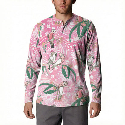 Australia Galah Aboriginal Button Sweatshirt Breast Cancer Month