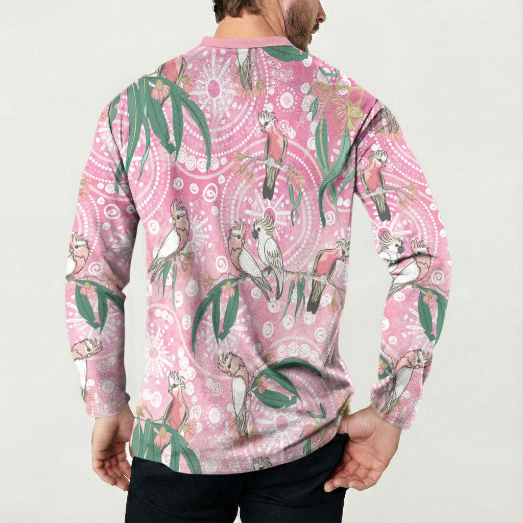 Australia Galah Aboriginal Button Sweatshirt Breast Cancer Month