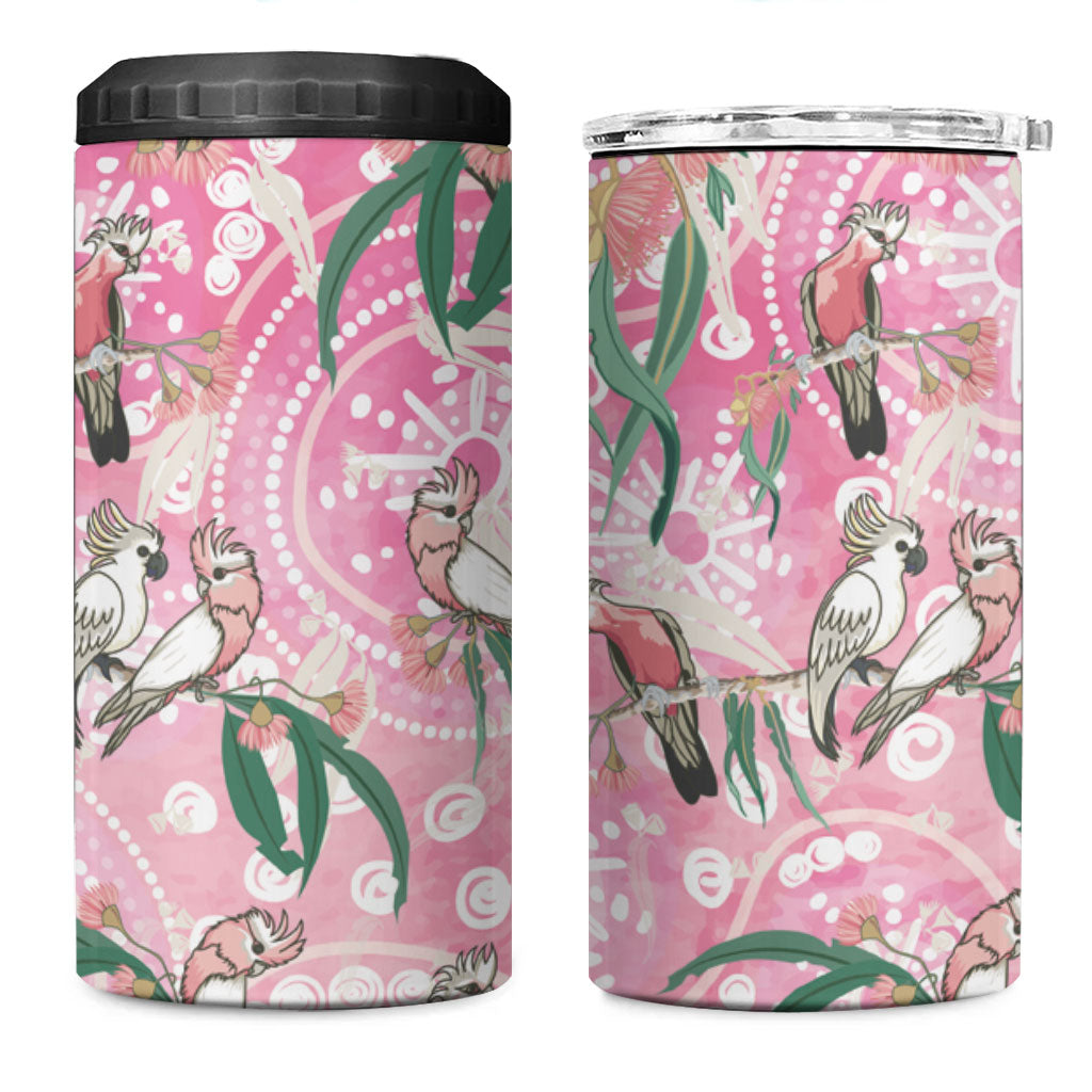 Australia Galah Aboriginal 4 in 1 Can Cooler Tumbler Breast Cancer Month