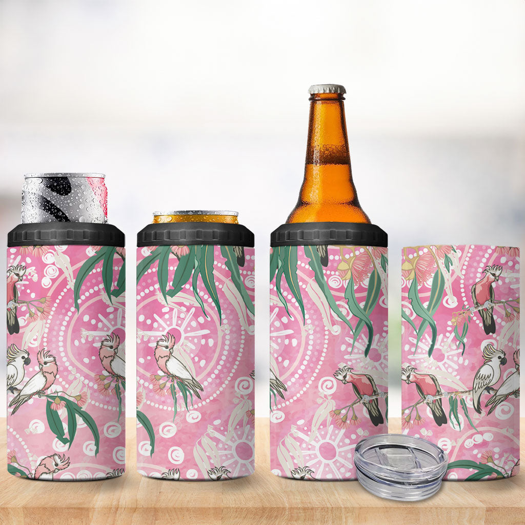 Australia Galah Aboriginal 4 in 1 Can Cooler Tumbler Breast Cancer Month
