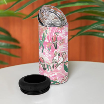 Australia Galah Aboriginal 4 in 1 Can Cooler Tumbler Breast Cancer Month