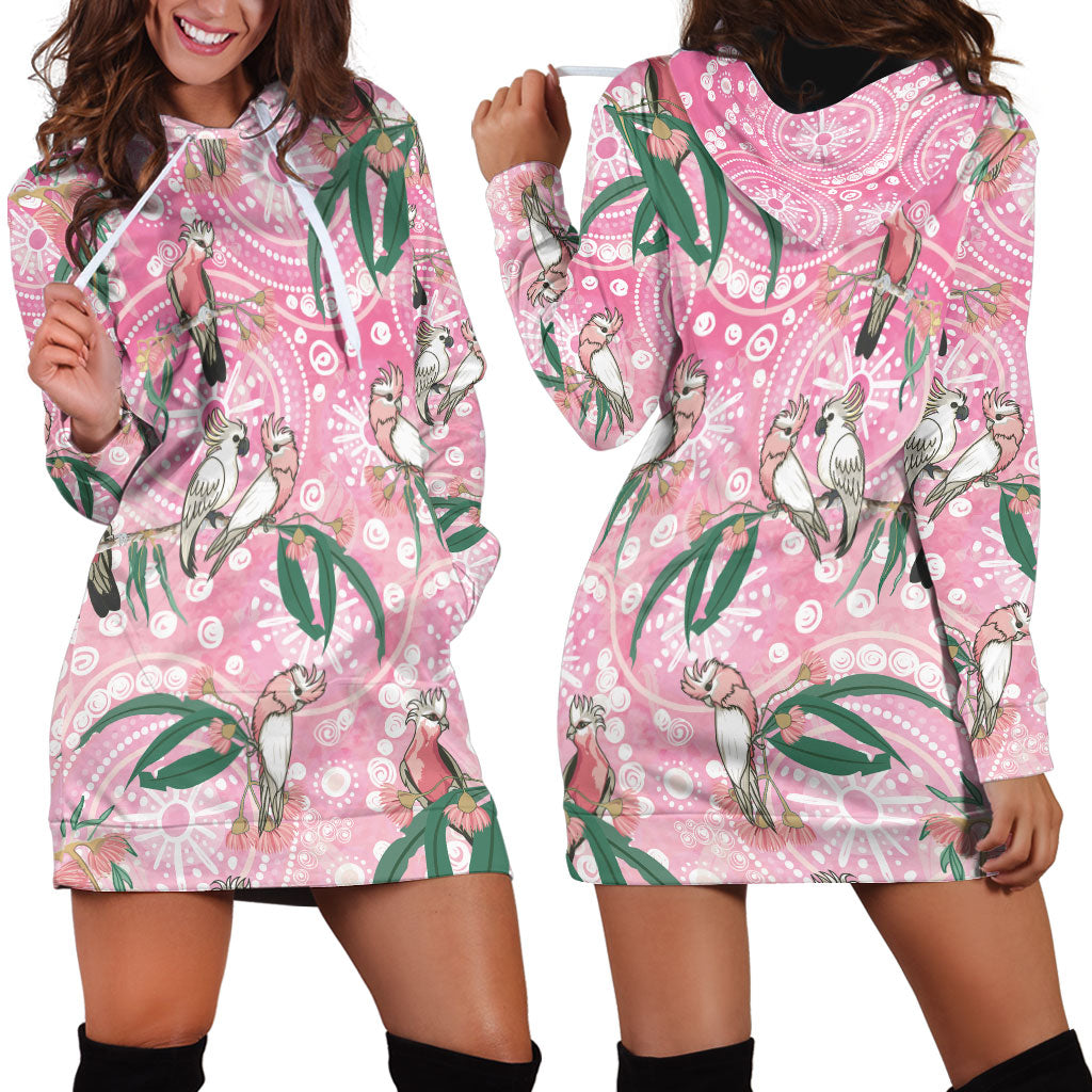 Australia Galah Aboriginal Hoodie Dress Breast Cancer Month