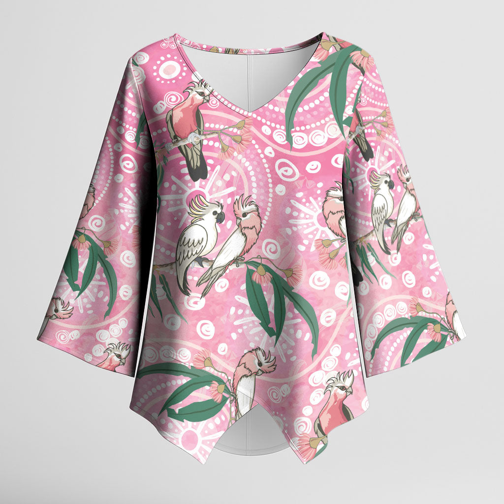 Australia Galah Aboriginal Kimono Sleeve Blouse Breast Cancer Month
