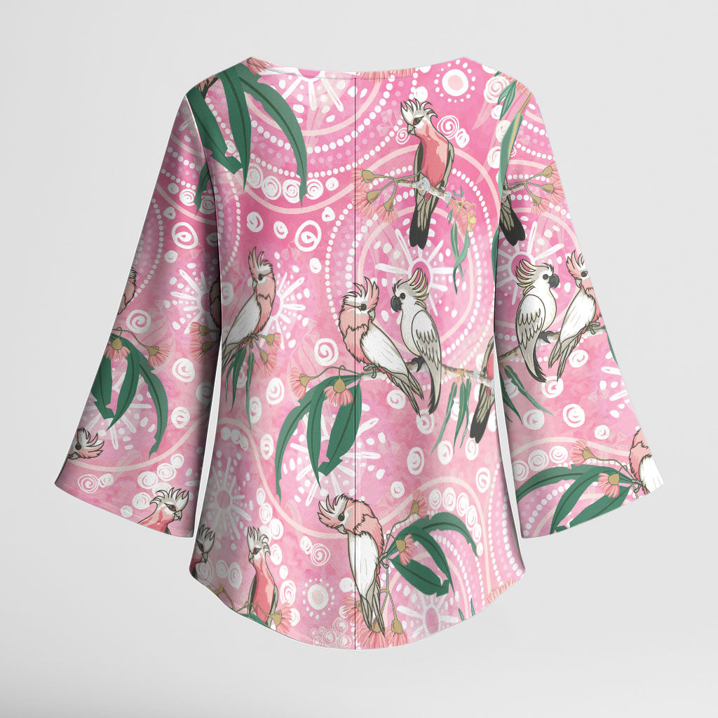Australia Galah Aboriginal Kimono Sleeve Blouse Breast Cancer Month