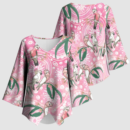 Australia Galah Aboriginal Kimono Sleeve Blouse Breast Cancer Month