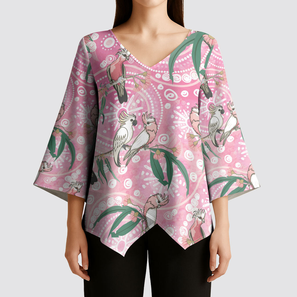 Australia Galah Aboriginal Kimono Sleeve Blouse Breast Cancer Month