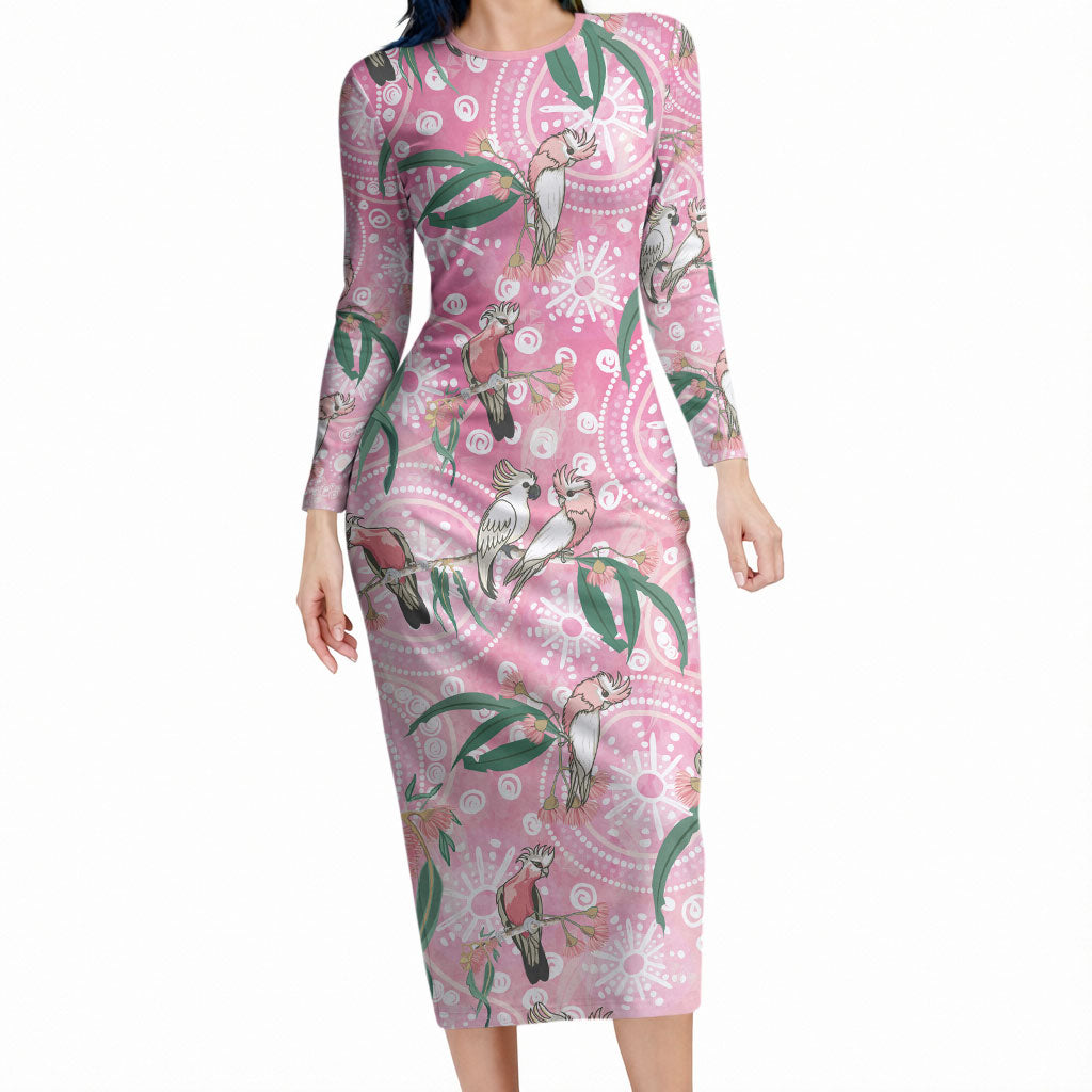 Australia Galah Aboriginal Long Sleeve Bodycon Dress Breast Cancer Month