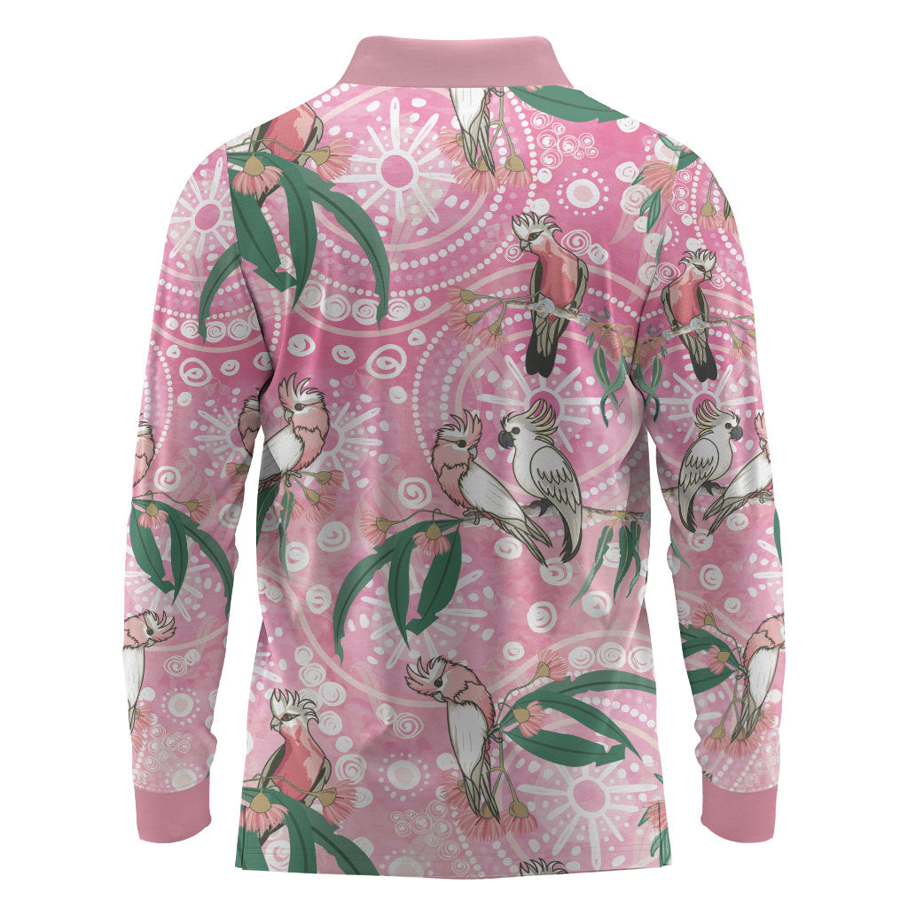 Australia Galah Aboriginal Long Sleeve Polo Shirt Breast Cancer Month